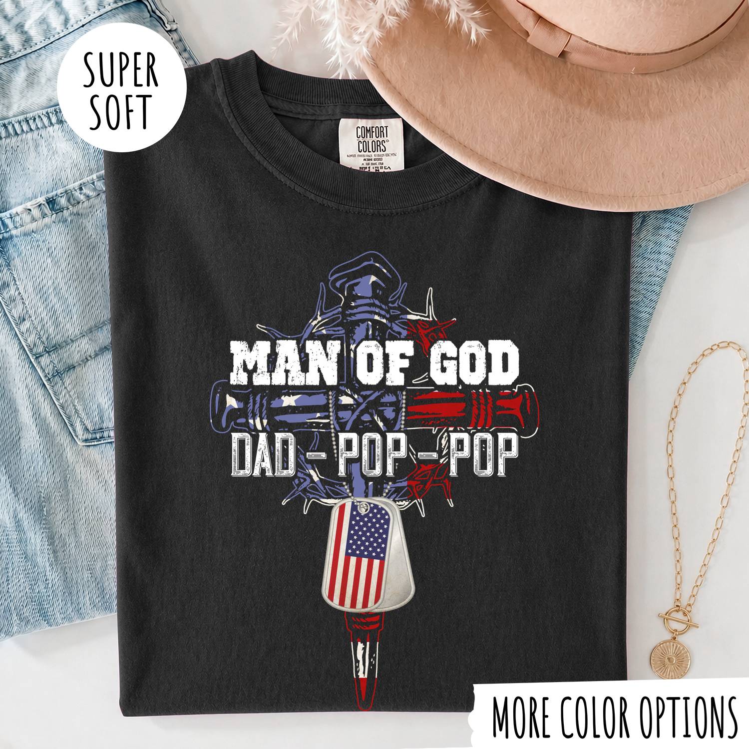 Man of God Dad Shirt – Christian Father T-Shirt, Faith Gift for Dad