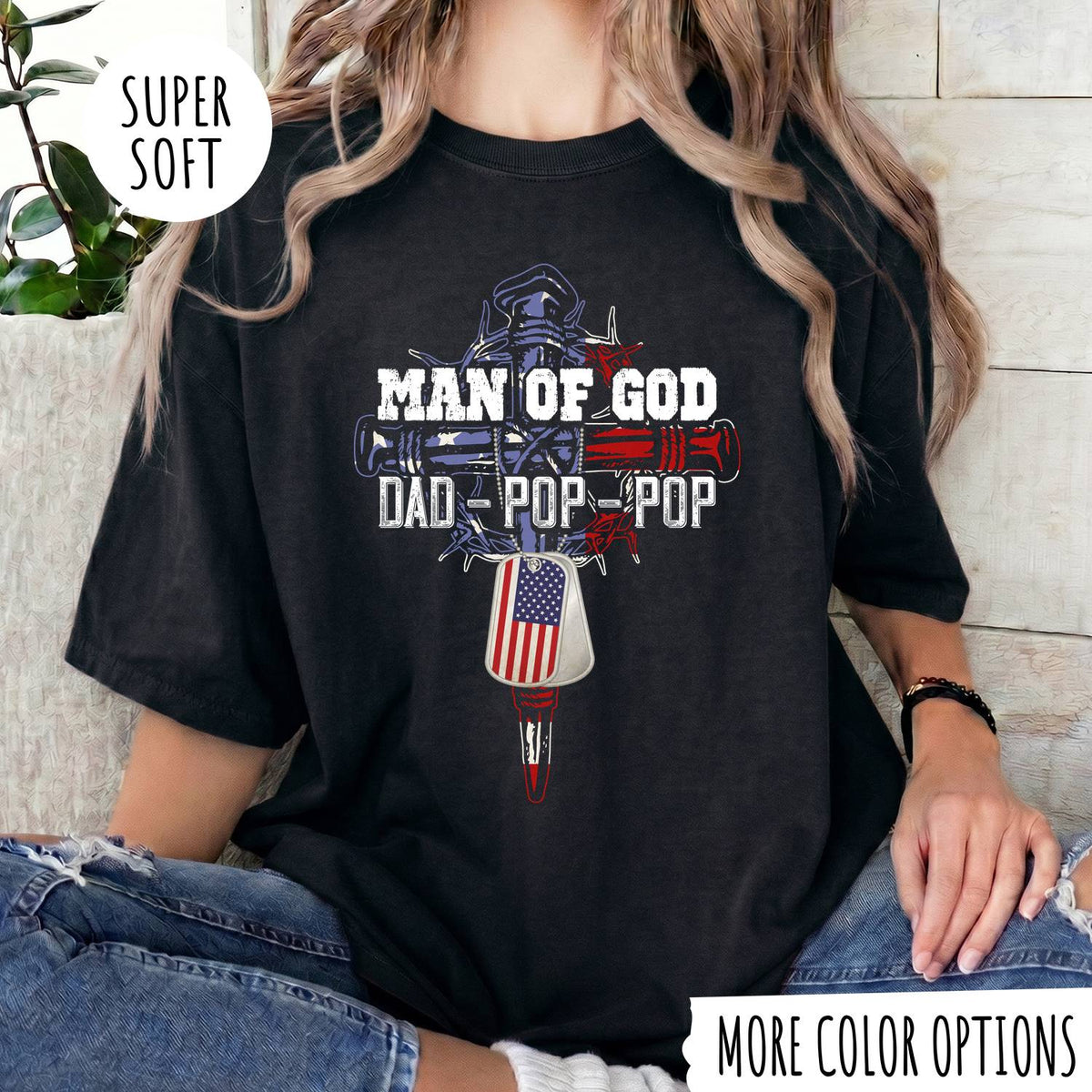 Man of God Dad Shirt – Christian Father T-Shirt, Faith Gift for Dad