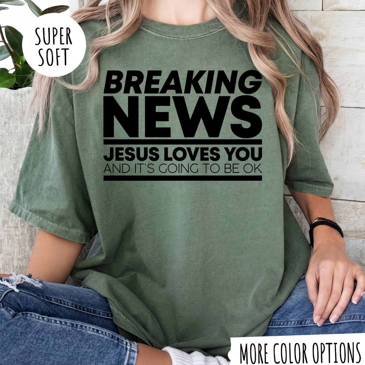 Breaking News Jesus Loves You T-Shirt – Funny Christian Graphic Tee