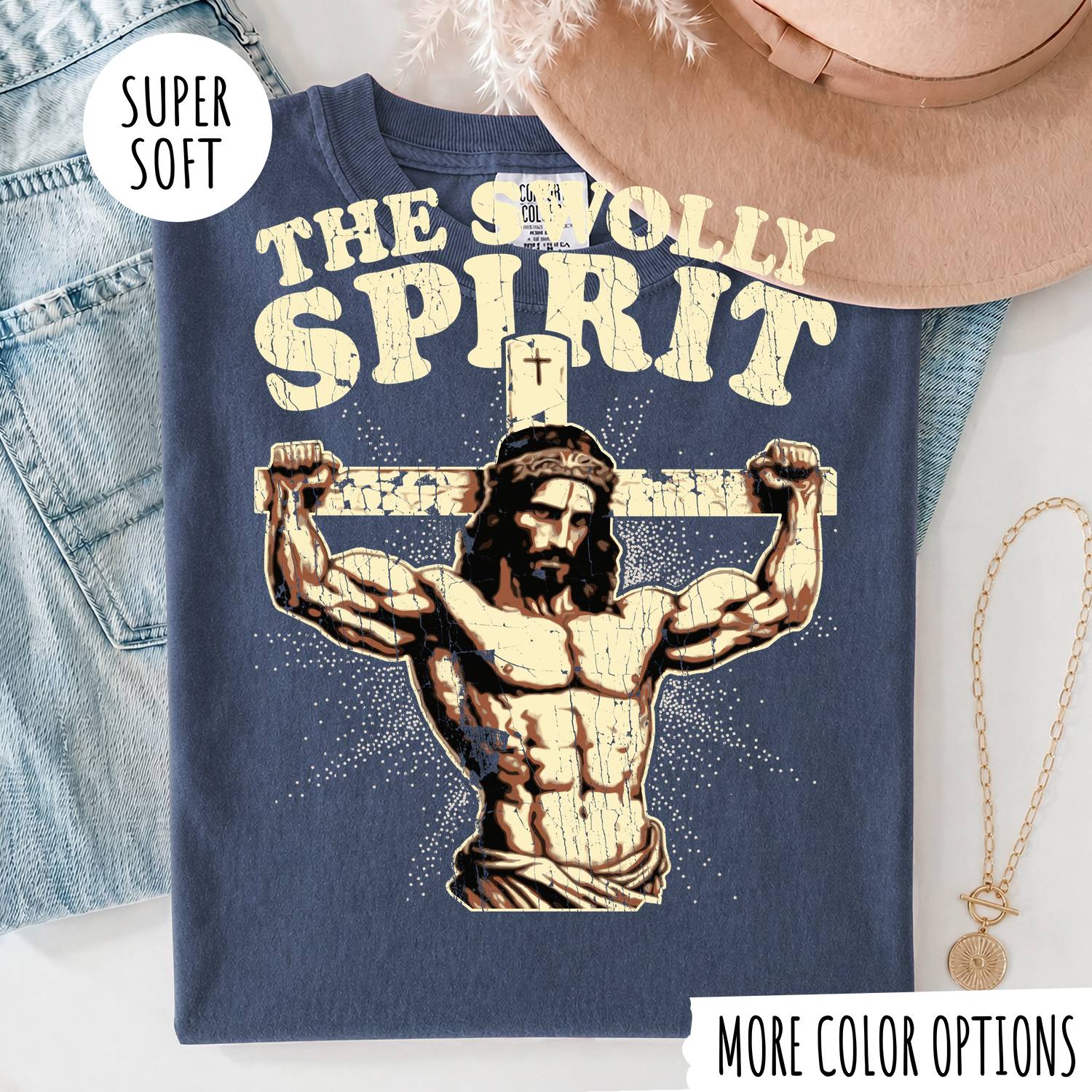 The Swolly Spirit Jesus T-Shirt, Funny Christian T-Shirt, Christian Graphic Tee