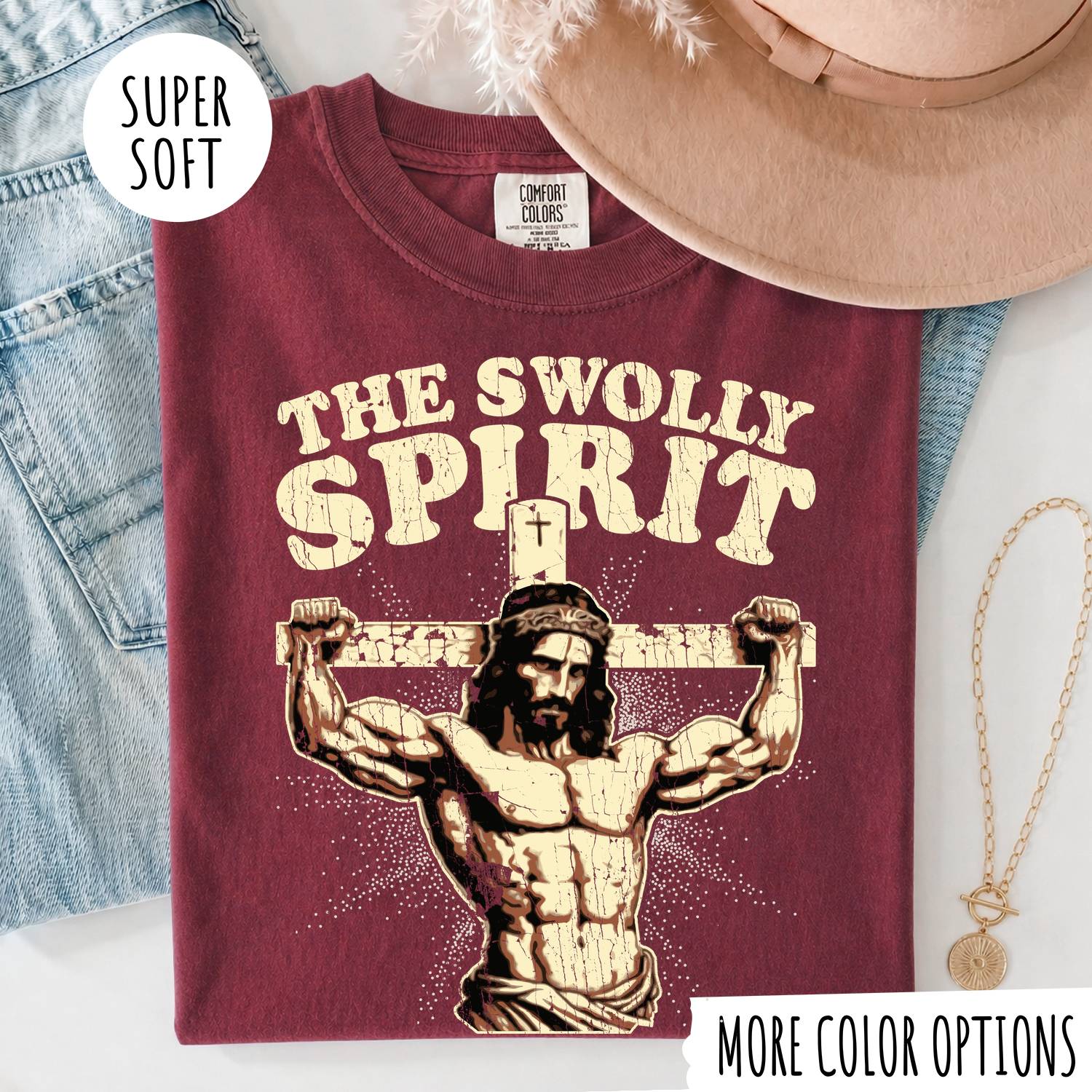 The Swolly Spirit Jesus T-Shirt, Funny Christian T-Shirt, Christian Graphic Tee