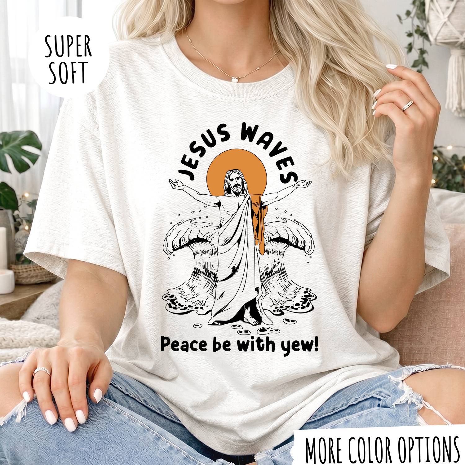 Jesus Waves Peace Be With You T-Shirt – Christian Faith Jesus Shirt