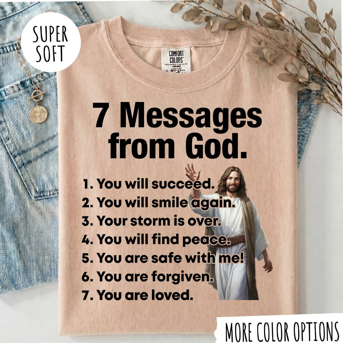 7 Messages from God T-Shirt – Christian Faith Shirt, Inspirational Jesus Tee, Religious Graphic Shirt