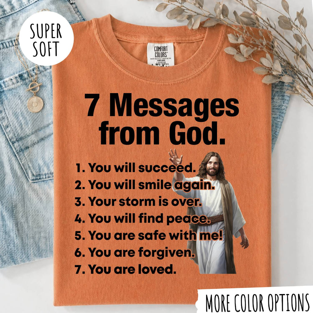 7 Messages from God T-Shirt – Christian Faith Shirt, Inspirational Jesus Tee, Religious Graphic Shirt