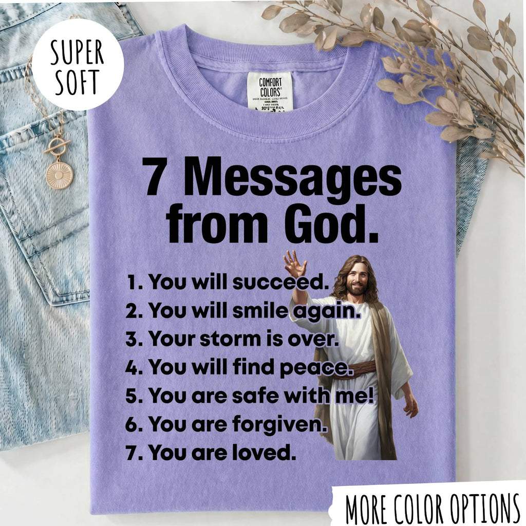 7 Messages from God T-Shirt – Christian Faith Shirt, Inspirational Jesus Tee, Religious Graphic Shirt