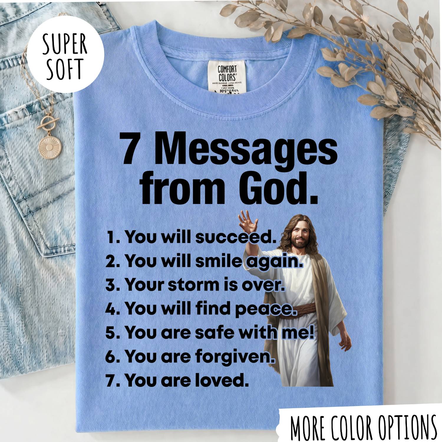 7 Messages from God T-Shirt – Christian Faith Shirt, Inspirational Jesus Tee, Religious Graphic Shirt
