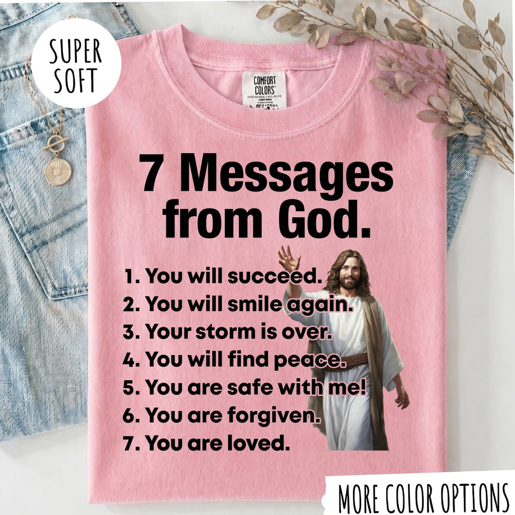 7 Messages from God T-Shirt – Christian Faith Shirt, Inspirational Jesus Tee, Religious Graphic Shirt