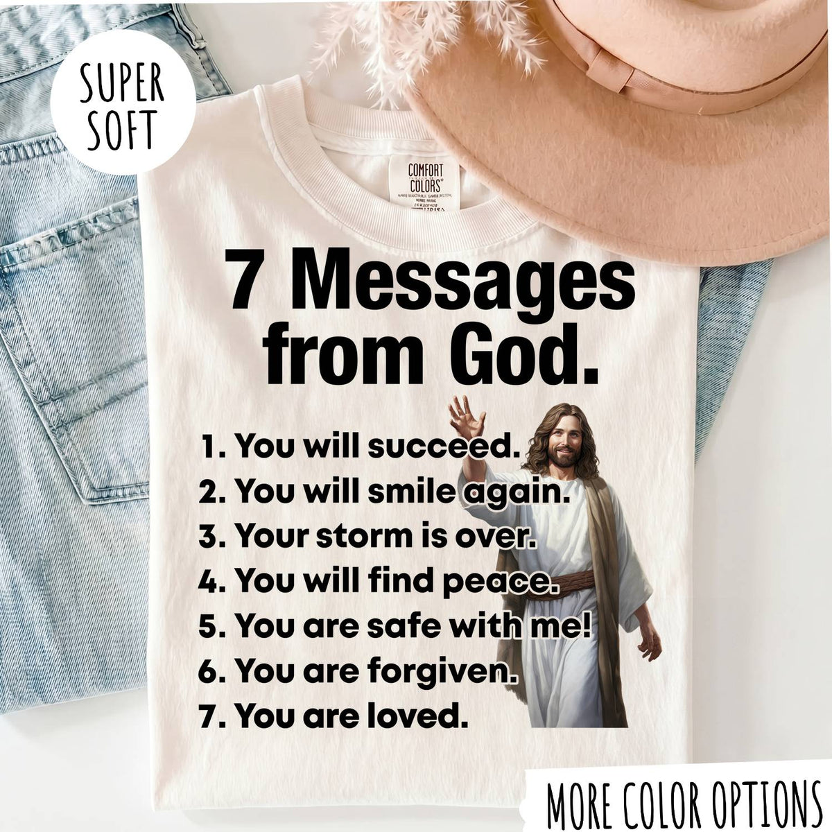 7 Messages from God T-Shirt – Christian Faith Shirt, Inspirational Jesus Tee, Religious Graphic Shirt