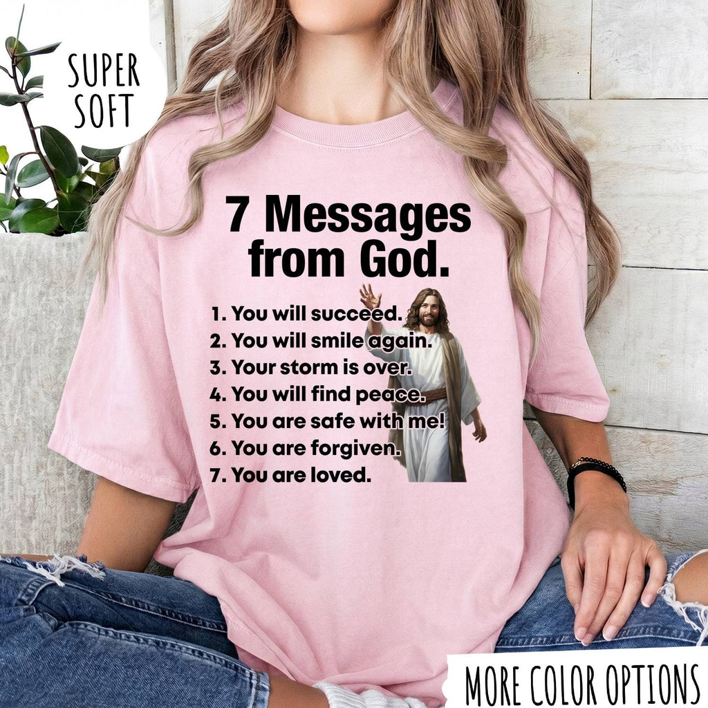 7 Messages from God T-Shirt – Christian Faith Shirt, Inspirational Jesus Tee, Religious Graphic Shirt