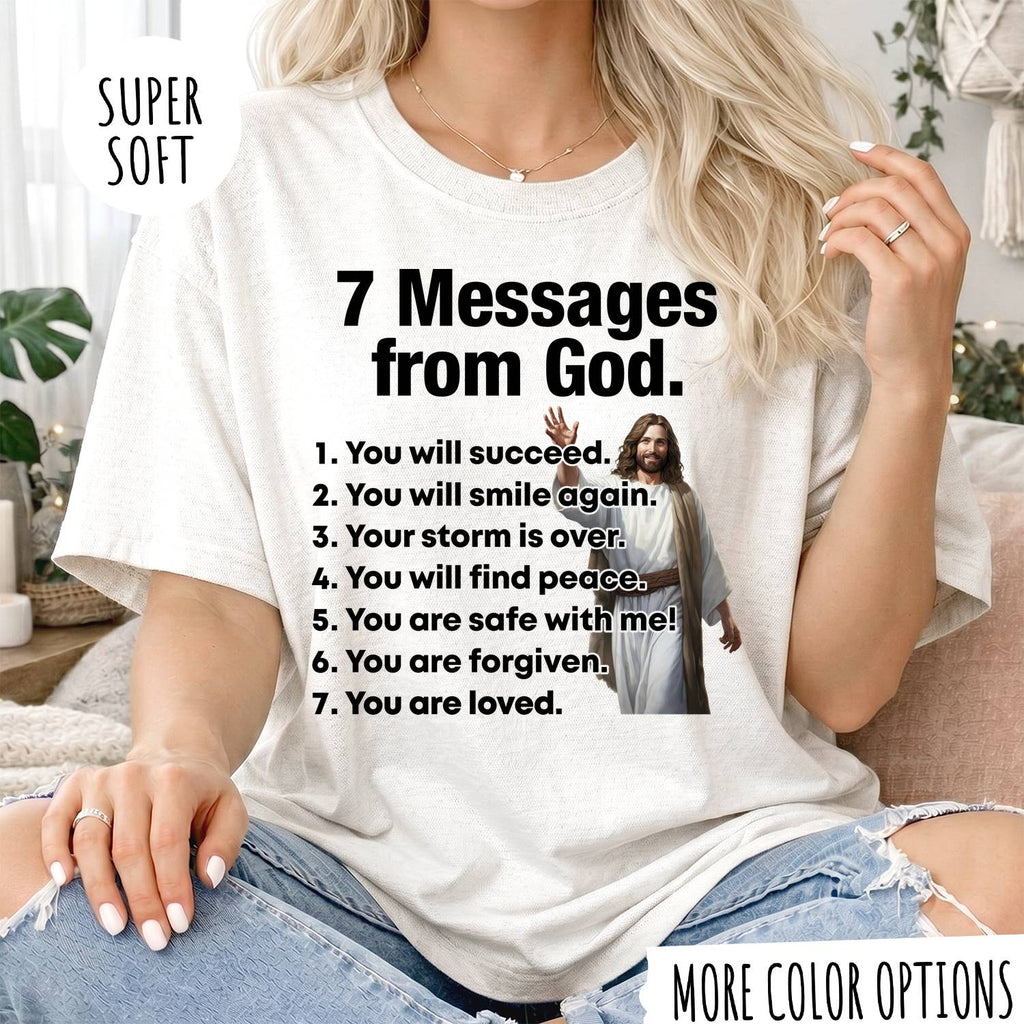 7 Messages from God T-Shirt – Christian Faith Shirt, Inspirational Jesus Tee, Religious Graphic Shirt
