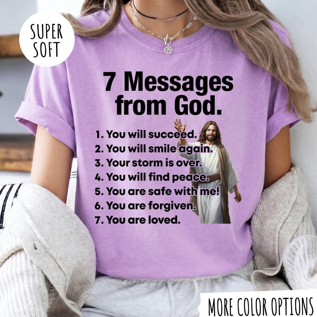 7 Messages from God T-Shirt – Christian Faith Shirt, Inspirational Jesus Tee, Religious Graphic Shirt