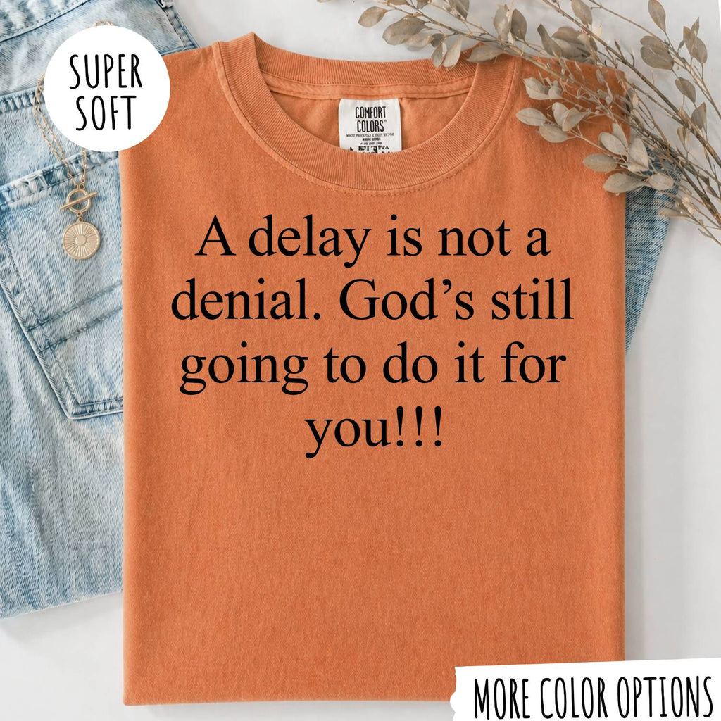 A Delay Is Not a Denial T-Shirt – Faith Christian Inspirational Graphic Tee