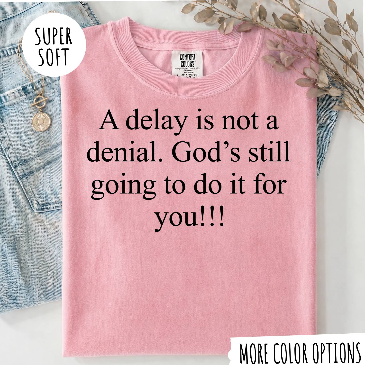 A Delay Is Not a Denial T-Shirt – Faith Christian Inspirational Graphic Tee