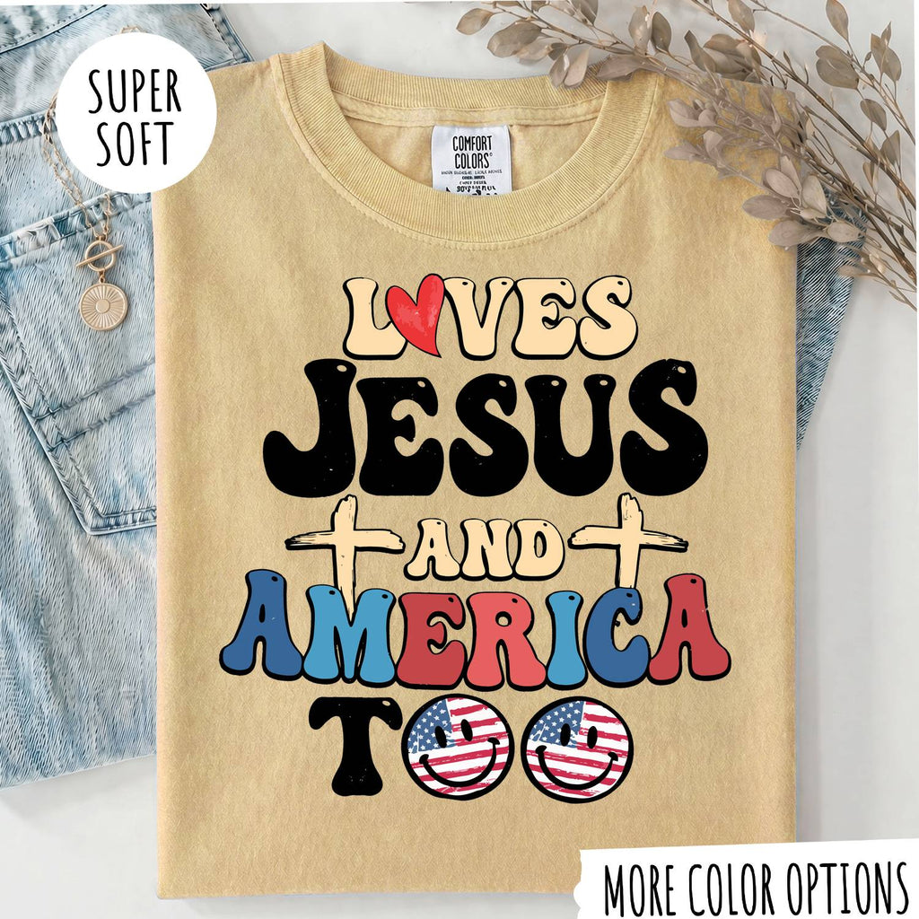 Jesus & America T-Shirt – Christian Faith Graphic Tee, Patriotic USA Shirt