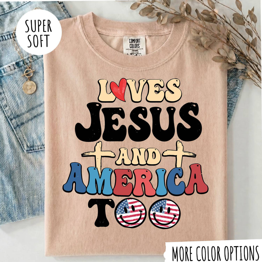 Jesus & America T-Shirt – Christian Faith Graphic Tee, Patriotic USA Shirt