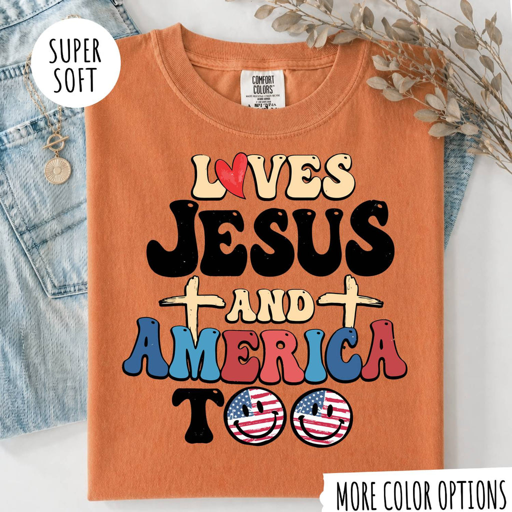 Jesus & America T-Shirt – Christian Faith Graphic Tee, Patriotic USA Shirt