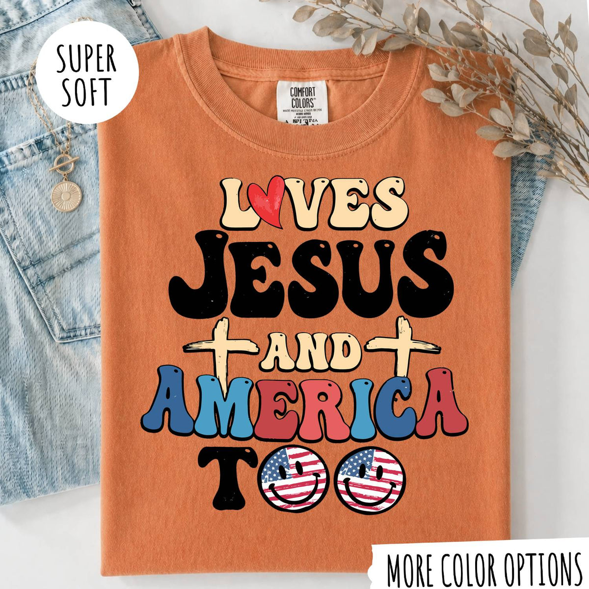 Jesus & America T-Shirt – Christian Faith Graphic Tee, Patriotic USA Shirt
