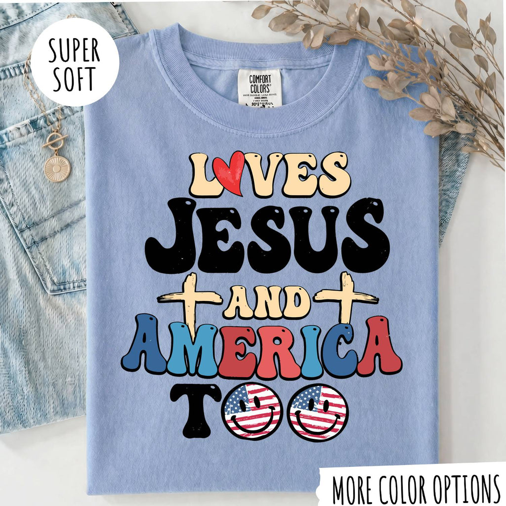 Jesus & America T-Shirt – Christian Faith Graphic Tee, Patriotic USA Shirt