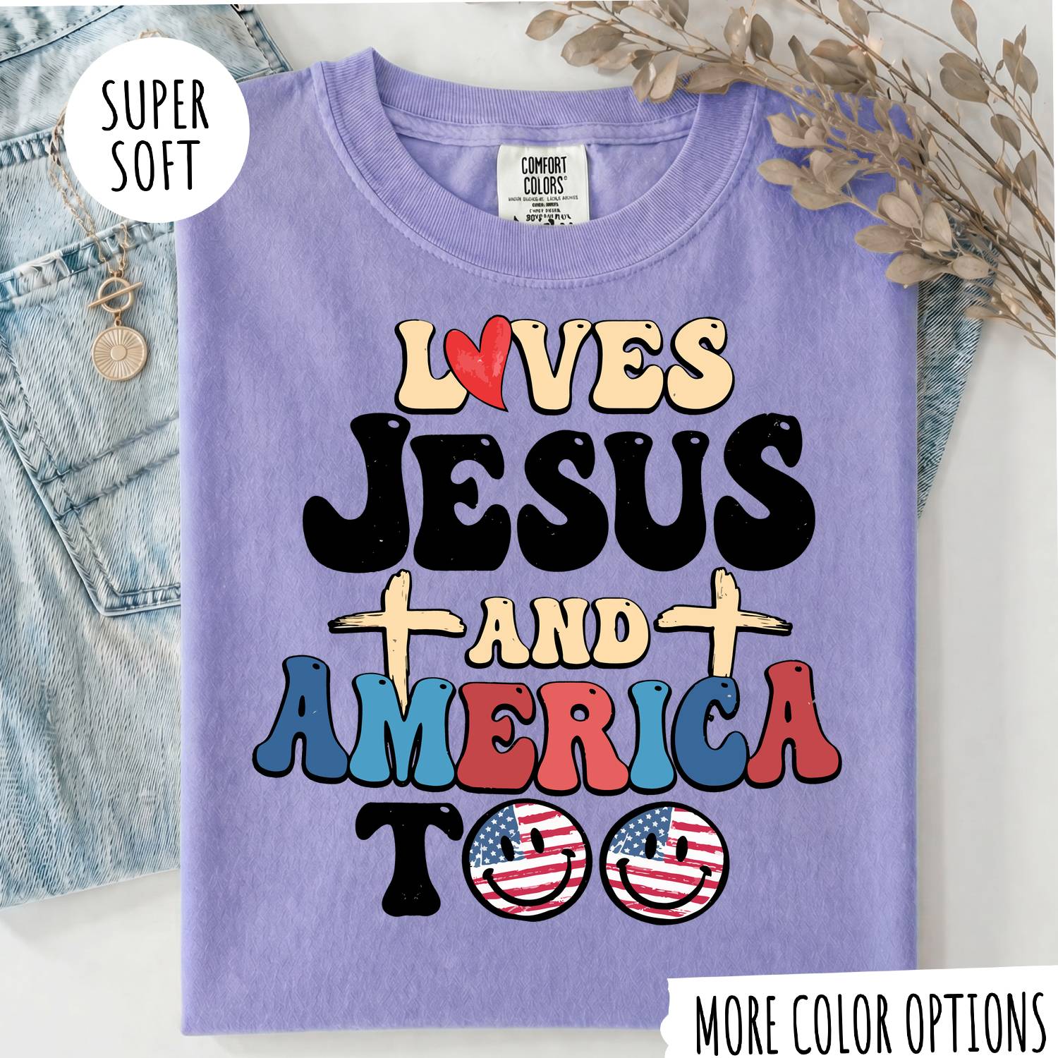 Jesus & America T-Shirt – Christian Faith Graphic Tee, Patriotic USA Shirt