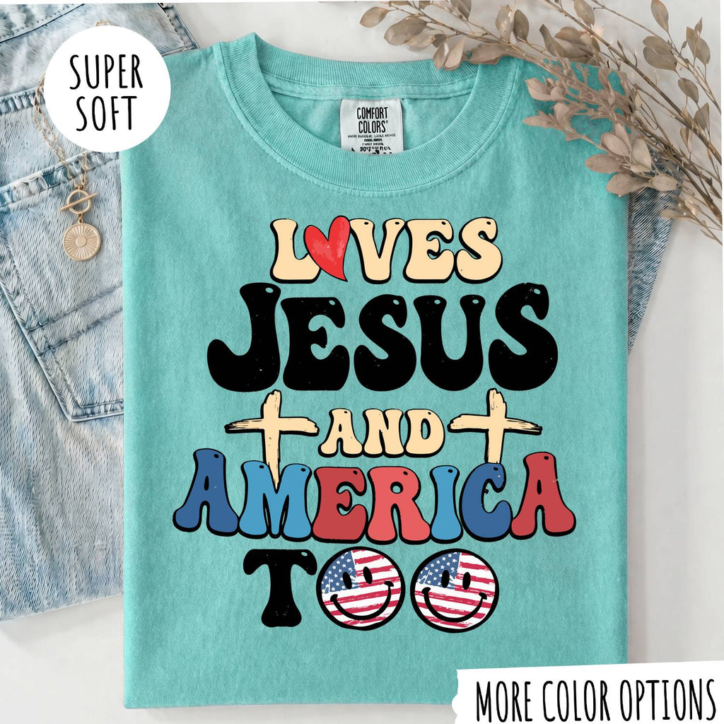 Jesus & America T-Shirt – Christian Faith Graphic Tee, Patriotic USA Shirt