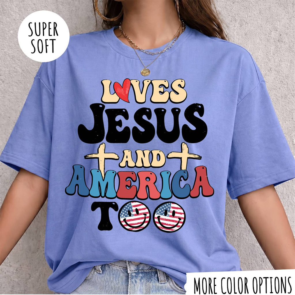 Jesus & America T-Shirt – Christian Faith Graphic Tee, Patriotic USA Shirt