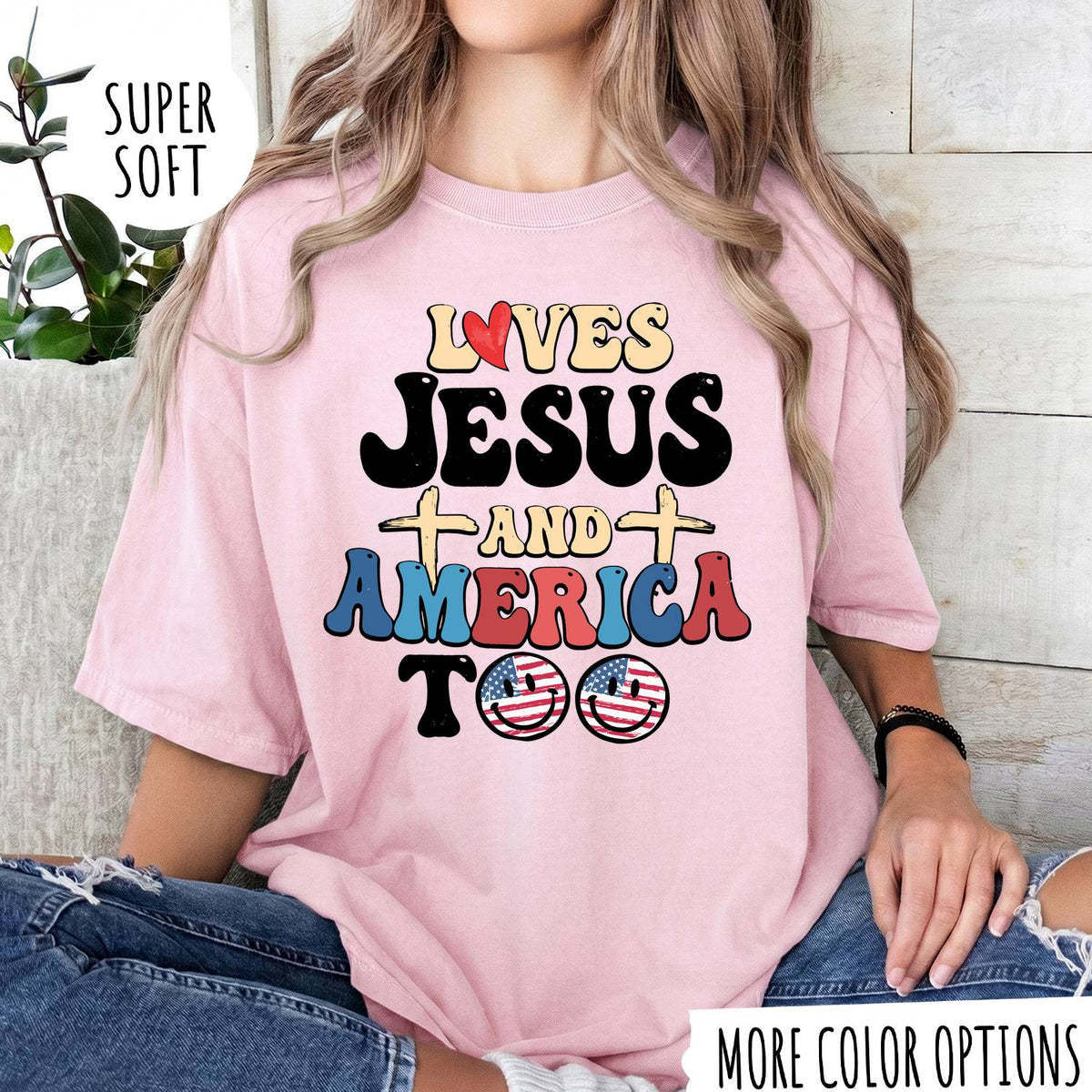 Jesus & America T-Shirt – Christian Faith Graphic Tee, Patriotic USA Shirt