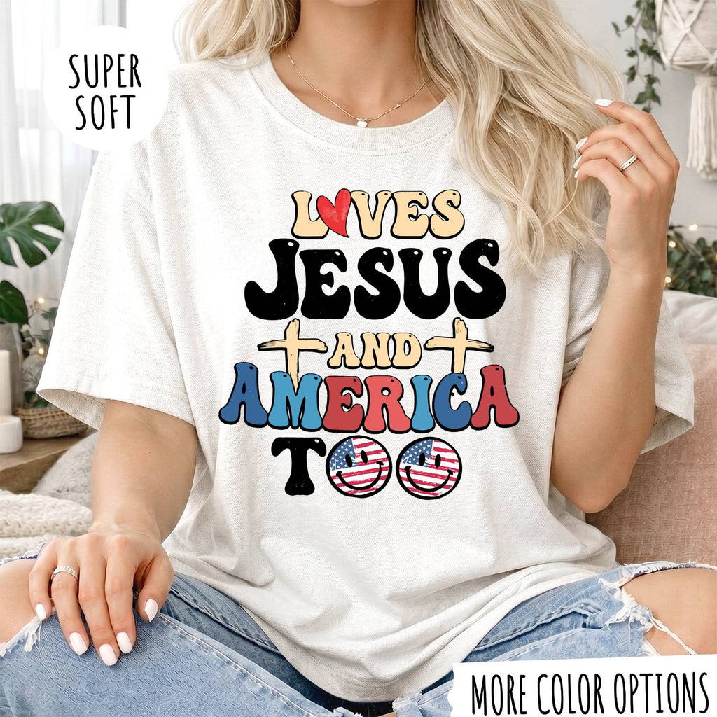 Jesus & America T-Shirt – Christian Faith Graphic Tee, Patriotic USA Shirt