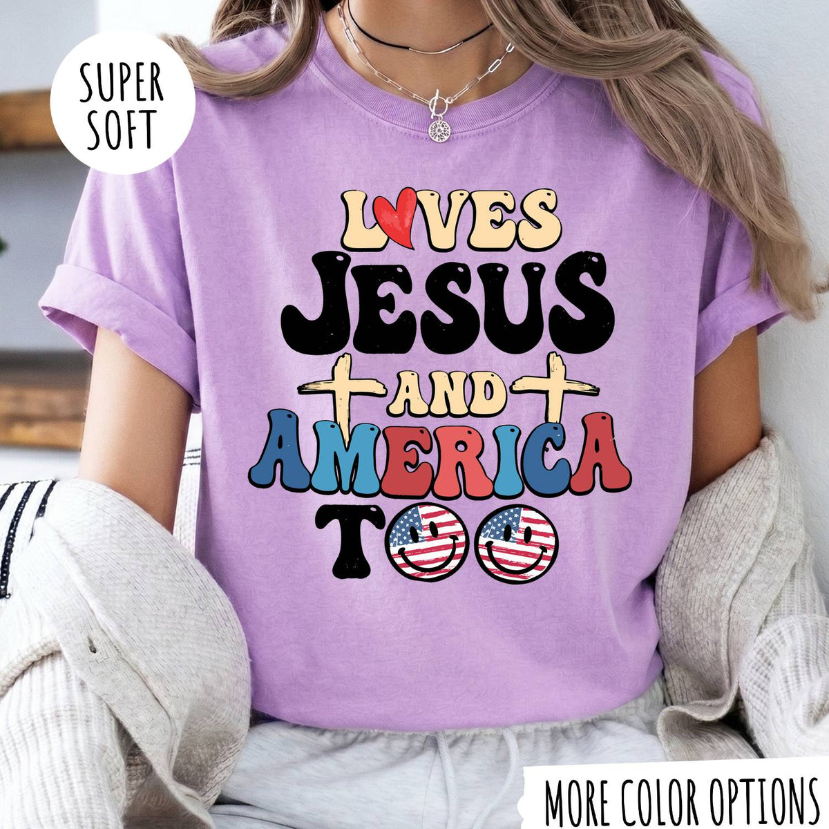 Jesus & America T-Shirt – Christian Faith Graphic Tee, Patriotic USA Shirt