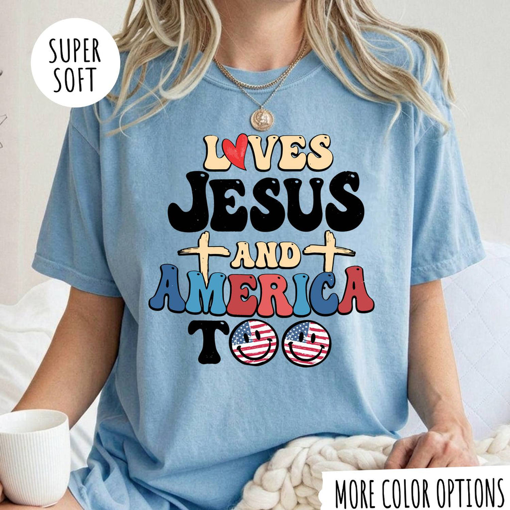 Jesus & America T-Shirt – Christian Faith Graphic Tee, Patriotic USA Shirt